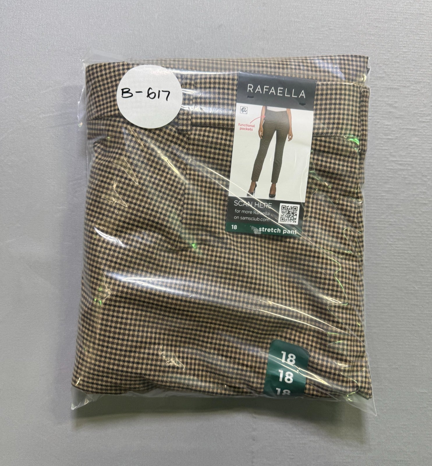 NWT Rafaella Houndstooth Pattern Stretch Pants Women's 18 Rich Khaki City Preppy