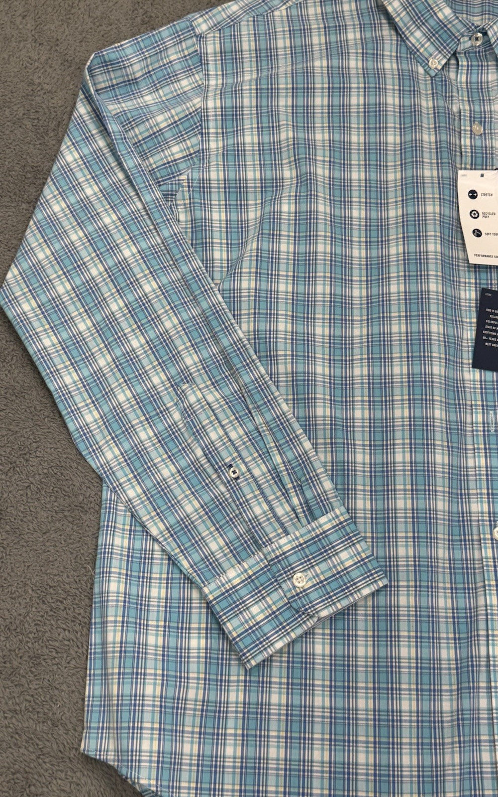 Izod NEW Comfort Bachelor Button Men’s Blue Plaid Button Shirt Size XXL