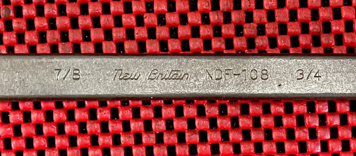 NEW BRITAIN NDF-108 7/8 and 3/4 INCH 12 POINT END OFFSET WRENCH MADE IN USA M9