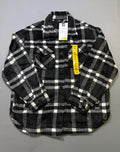NWT Member's Mark Button-Front Plaid Shacket Women's Medium Black/White Pockets