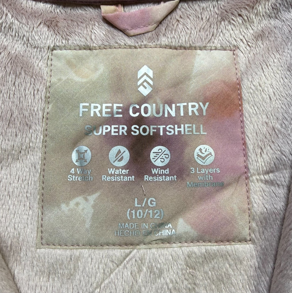 NWT Free Country Softshell Jacket Girls Large Pink 4-Way Stretch Water Resistant