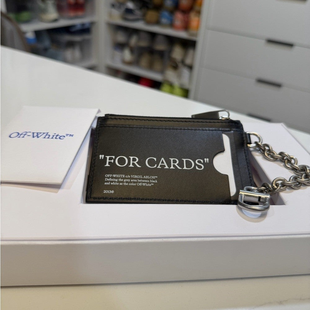 Off-White Black Card Holder with Chain