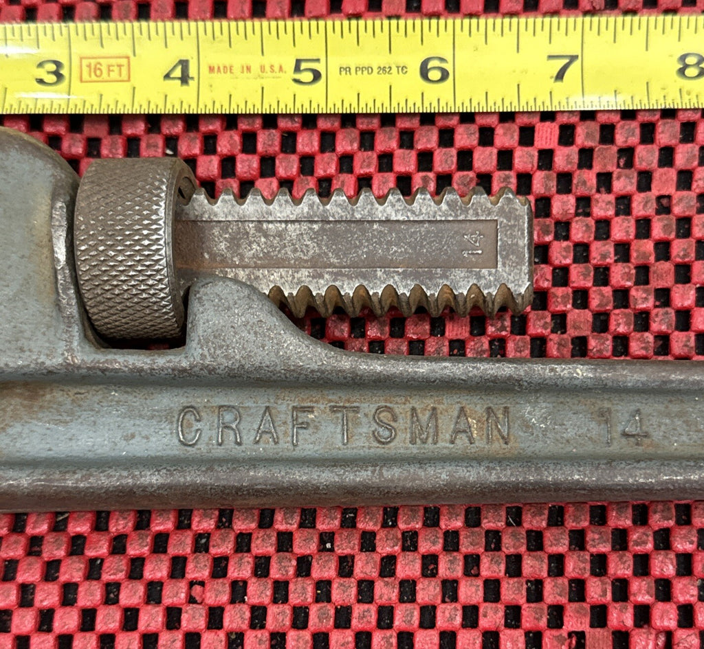 Vintage 1950's Craftsman 14" Pipe Wrench -heavy Duty Jaw Teeth Made In USA Rare