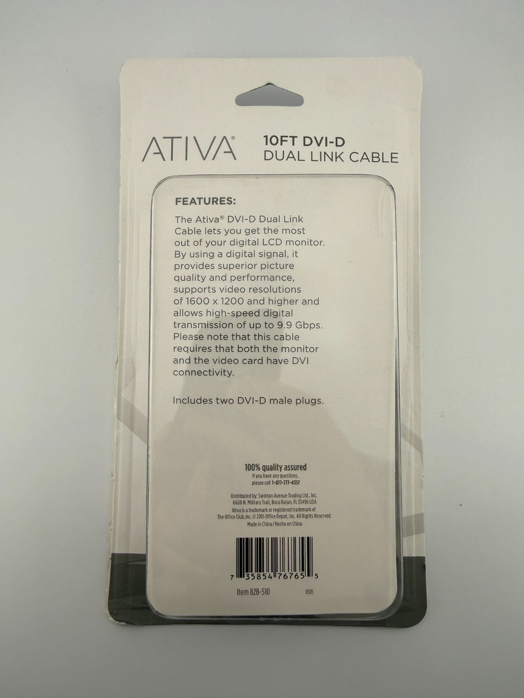Ativa® DVI 828-510 Black Dual-Link HDTV & LCD Digital Monitor Cable - 10-Feet