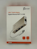 NEW J5Create JCH471 White 3.1 USB Type-C Gigabit Ethernet and Hub Multi-Adapter