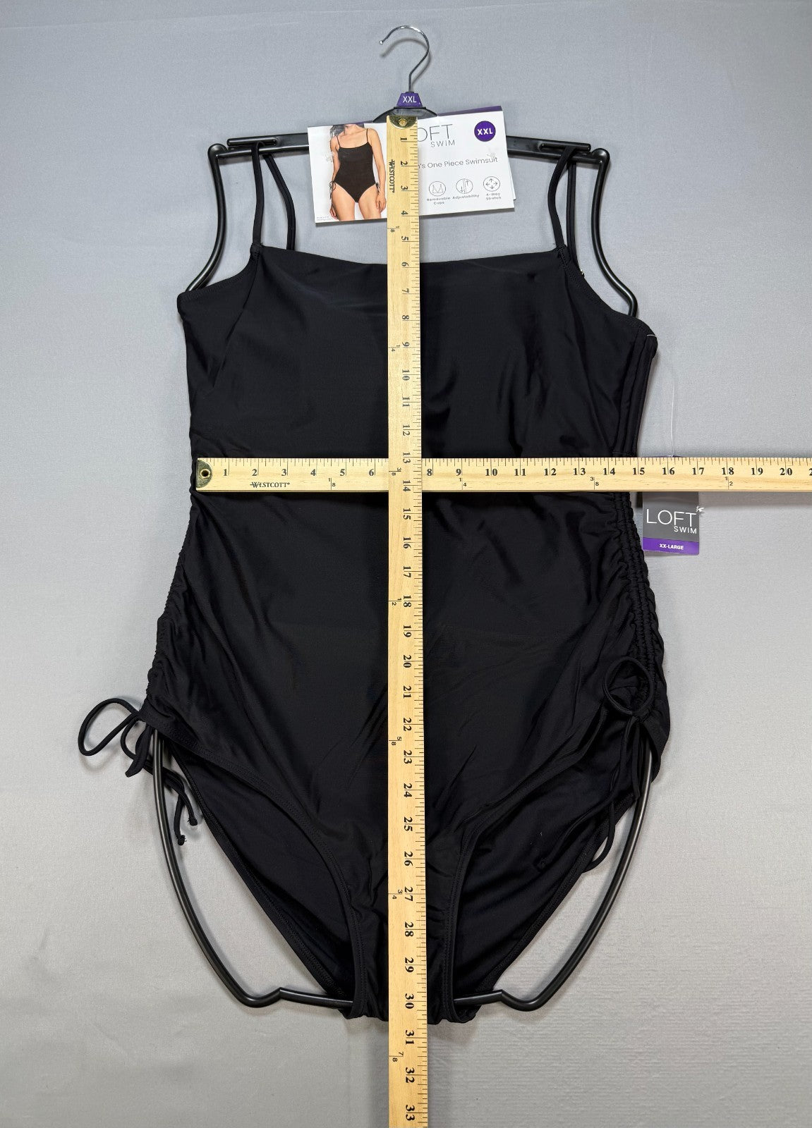 NWT Loft Swim One-Piece Swimsuit Women's 2XL Black 4-way Stretch Summer Beach