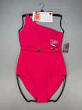 NWT Loft Asymmetrical Textured One-Piece Swimsuit Women's XL Pink Summer Beach