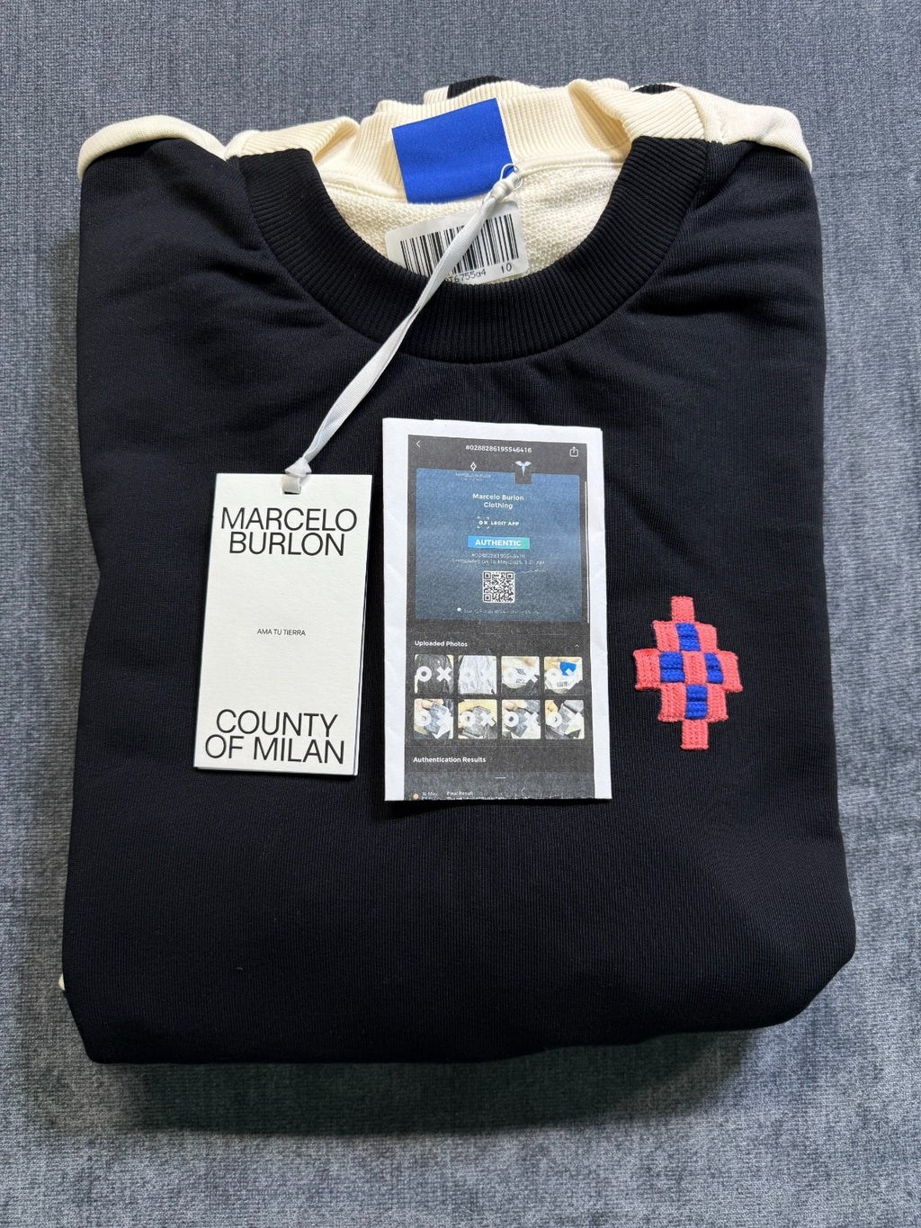 NWT Marcelo Burlon County of Milan Colorblock Cross Sweatshirt Men's Large Black