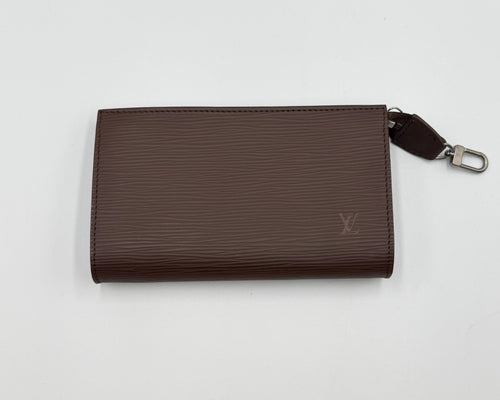 Authentic Louis Vuitton Brown Epi Leather Pochette Accessoires Bag Women's