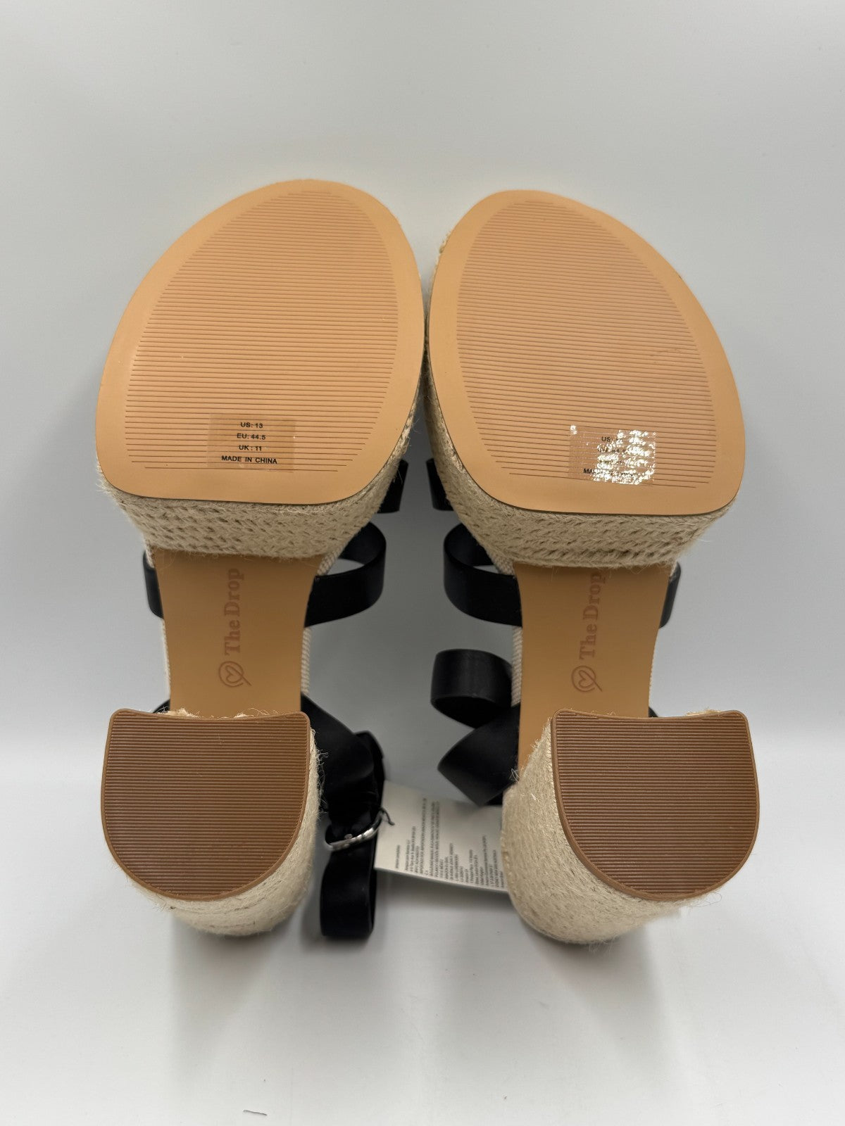 NWB The Drop Bea Cognac Platform Heeled Sandals Women's 13 Black/Beige Hipster