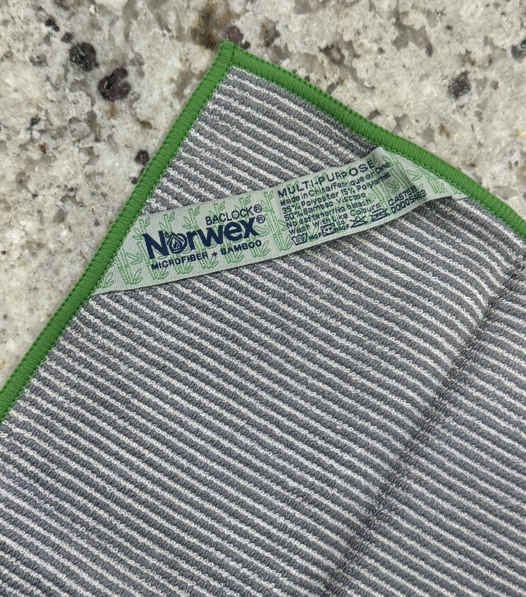 NEW Norwex Bamboo Multipurpose Cloth, Graphite/Green with BacLock 13.8" x 13.8"