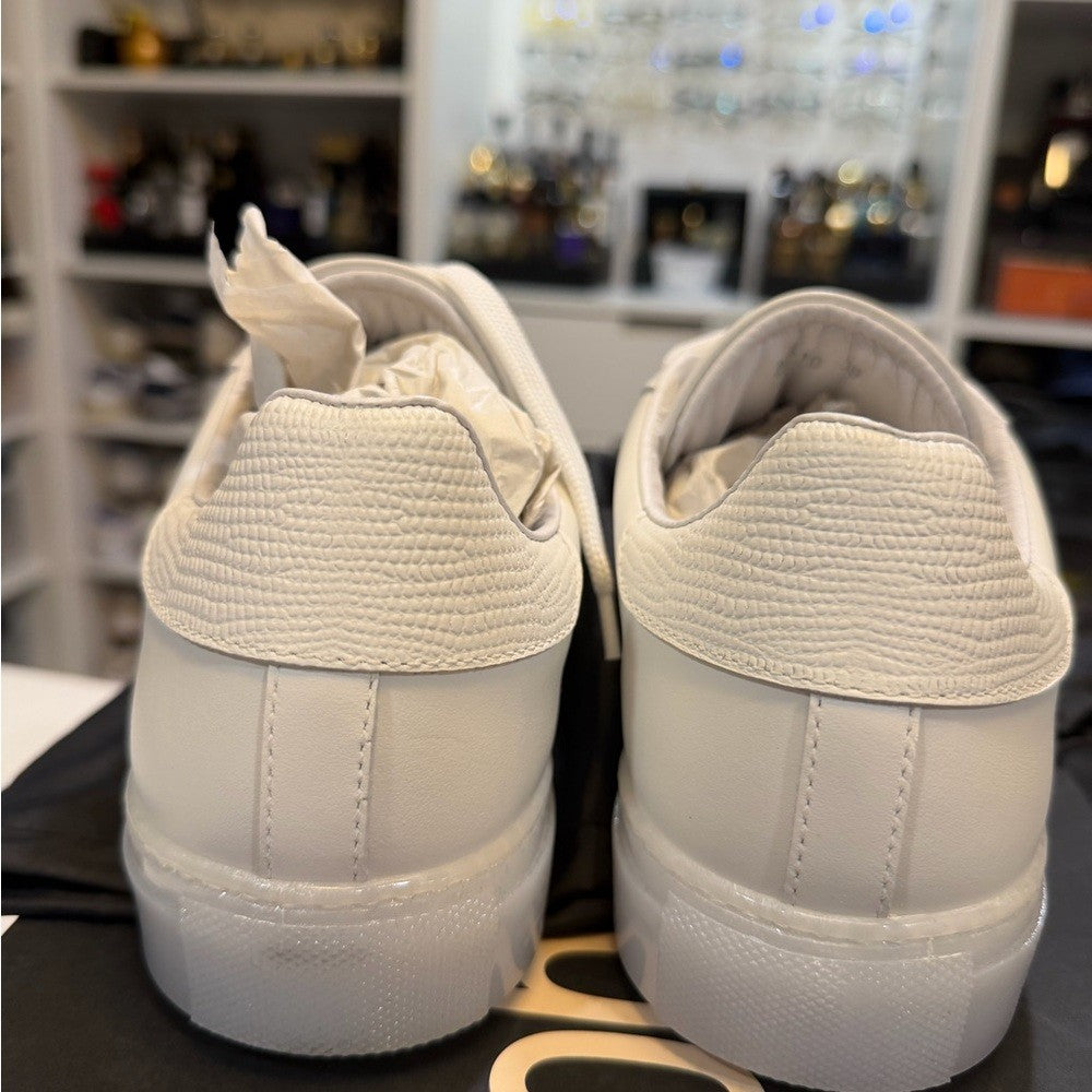Roberto Cavalli Cream Calf Low Sneakers