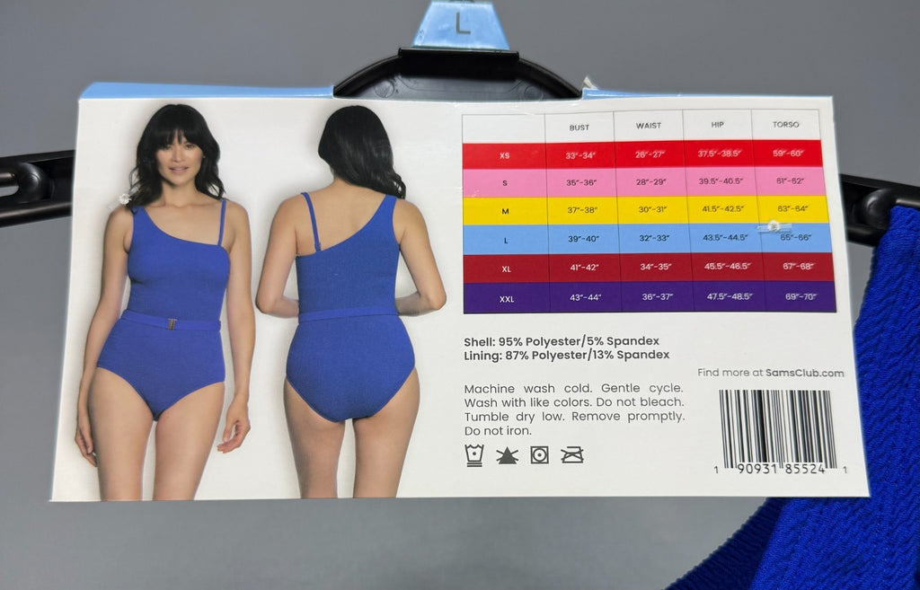 NWT Loft Asymmetrical Textured One-Piece Swimsuit Womens Large Blue Summer Beach