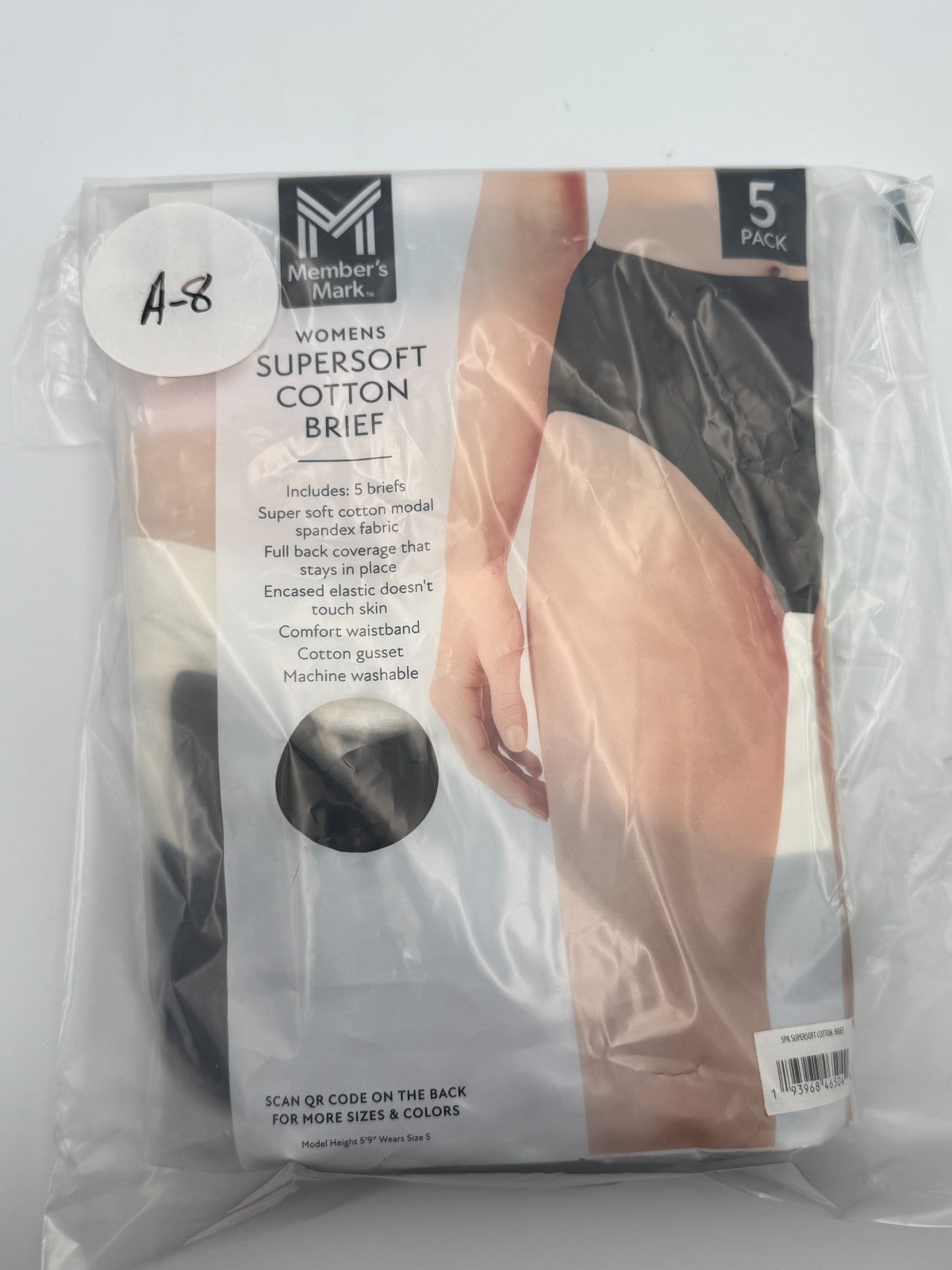 NWT Member's Mark Supersoft Cotton Brief Women's Small Black Comfort - 5-Pack