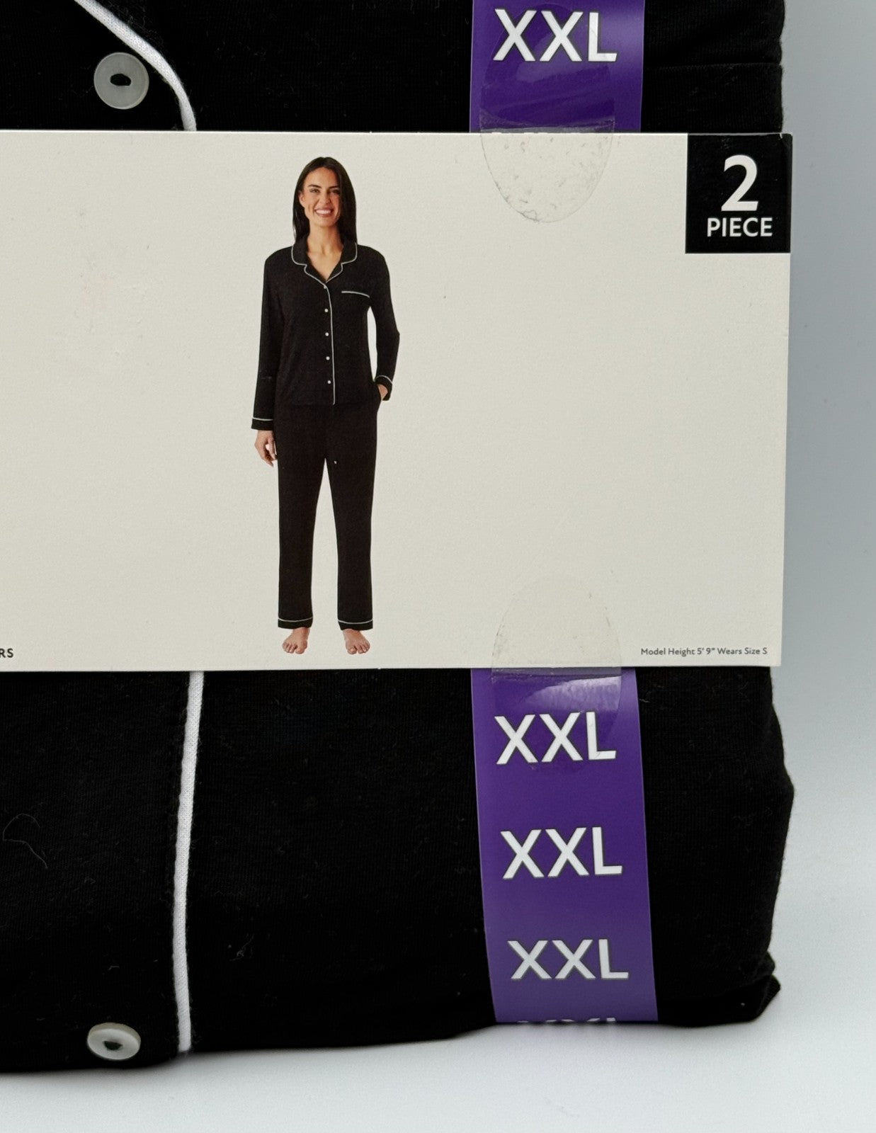 NWT Member's Mark Dream Mark Notch Collar Pajama Set Women's 2XL Black 2-Piece