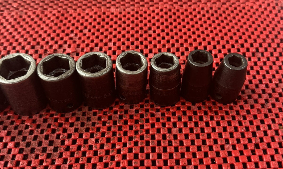 Snap-on Tools 311IMYA 11pc 1/2" 6pt SAE Shallow Impact Socket Set USA Made