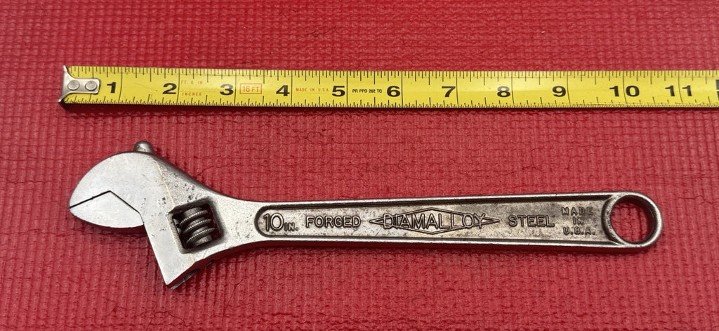 Vintage Diamond 10" Adjustable Wrench "Diamalloy" Forged in USA