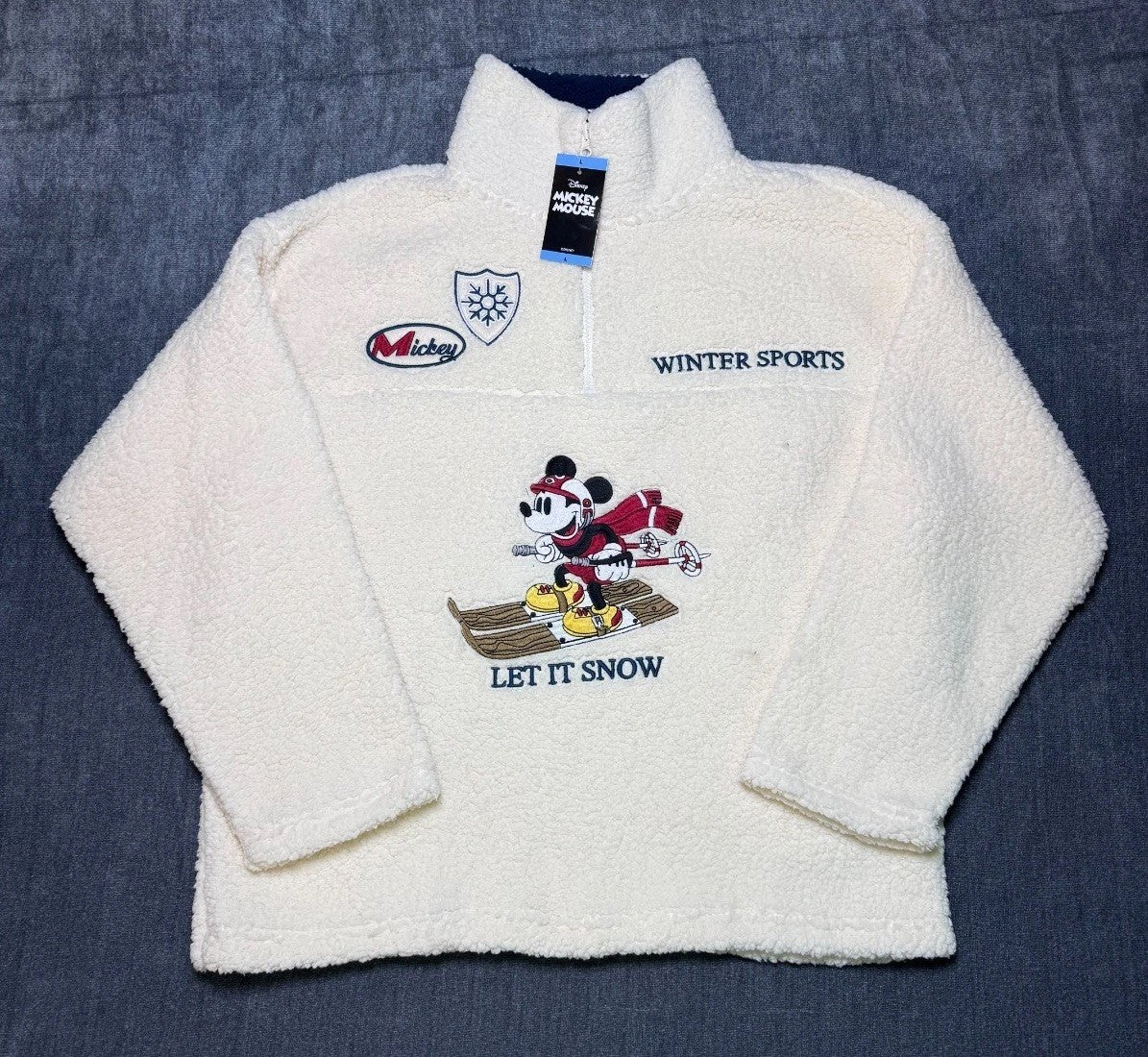 NWT Disney Mickey Sherpa Fleece Ultra Soft Mock Neck Pullover Women Large