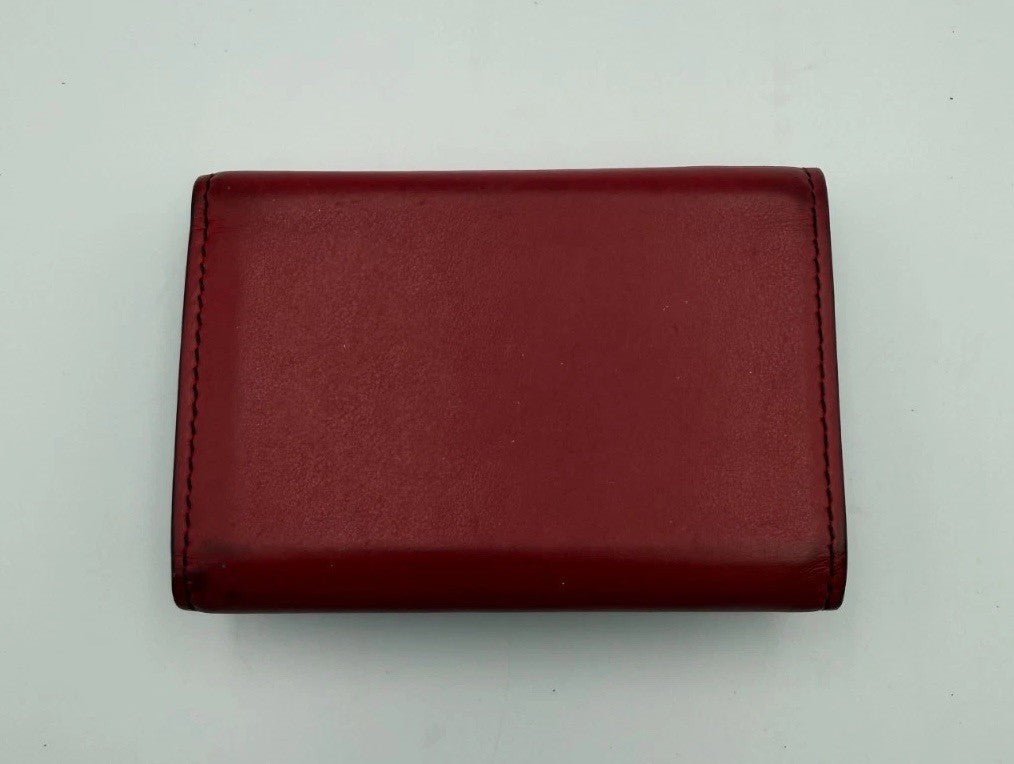 Givenchy Paris Trifold Wallet Men's Red Leather Black Trim Fashion Card Holder