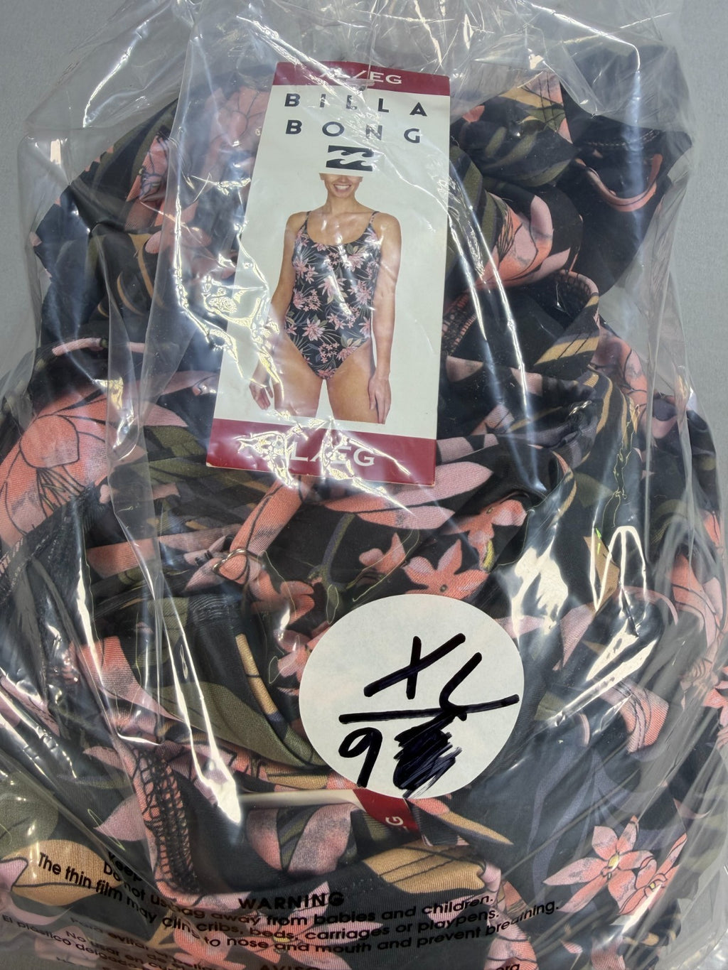 NWT Billabong One-Piece Swimsuit Women's XL Black Floral Sleeveless Summer Gear