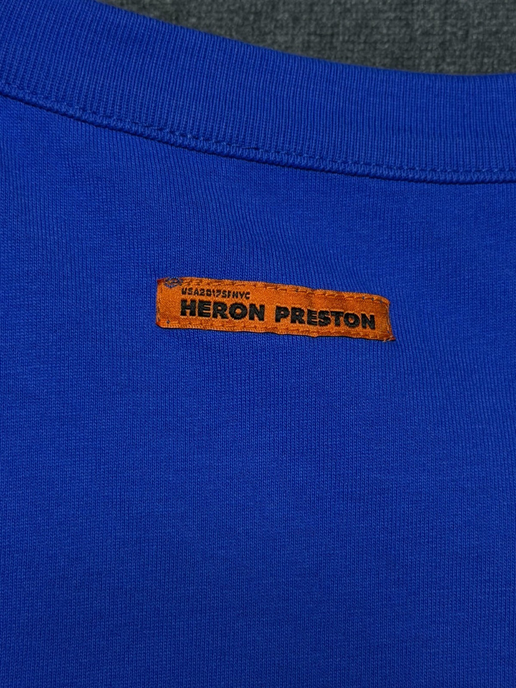 NWT Heron Preston Graphic Print Oversized T-Shirt Men's Large Blue Short Sleeve