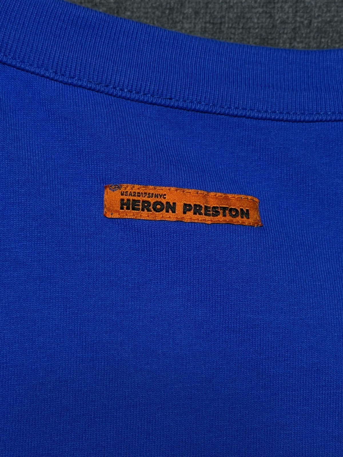 NWT Heron Preston Graphic Print Oversized T-Shirt Men's Large Blue Short Sleeve