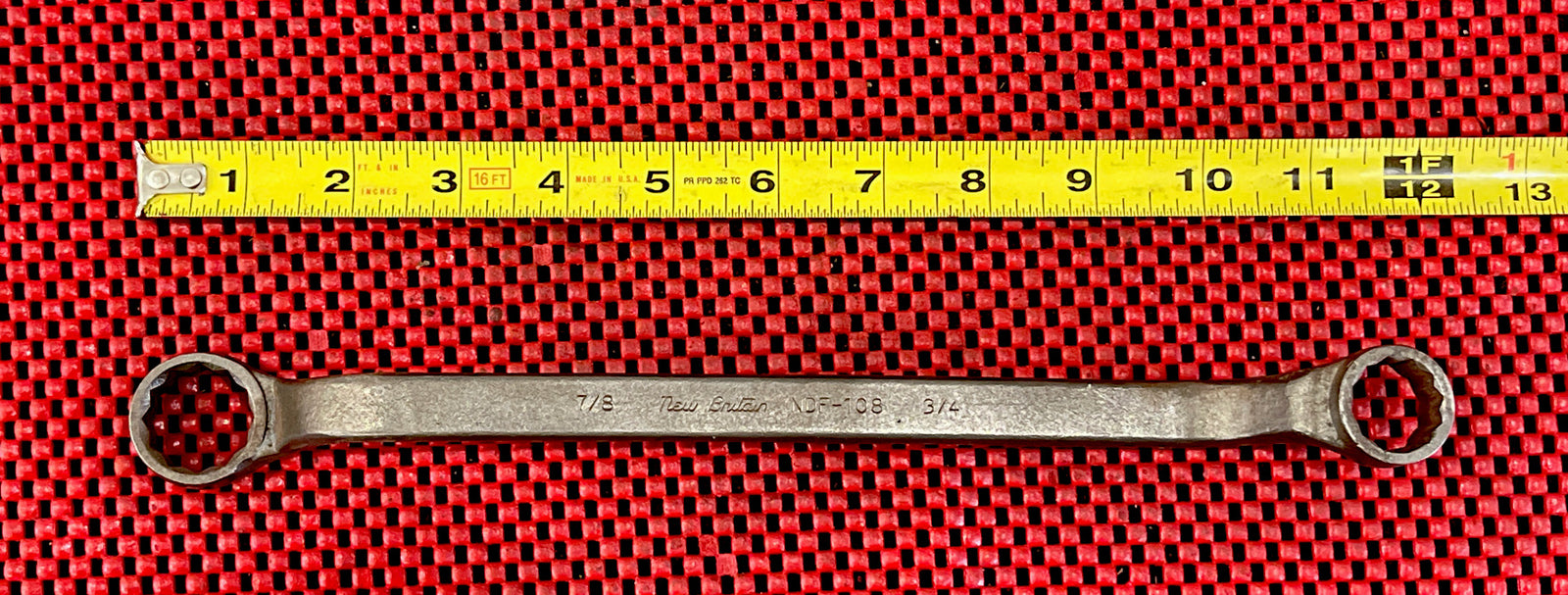 NEW BRITAIN NDF-108 7/8 and 3/4 INCH 12 POINT END OFFSET WRENCH MADE IN USA M9