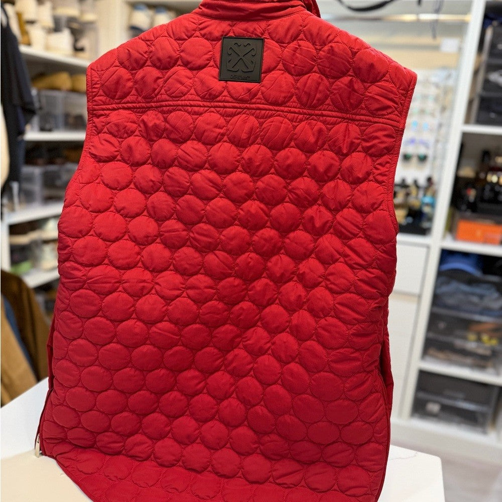 Off-White Patch Arr Buckleup Quilt Vest - Red Midium