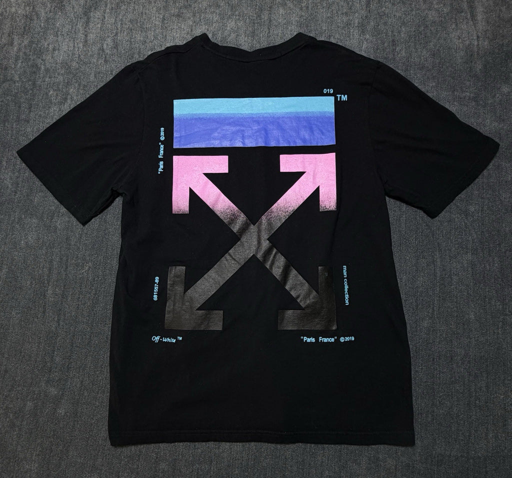 Off-White Men's Black Cotton T-Shirt Relaxed Fit Graphic Back Size Medium NEW