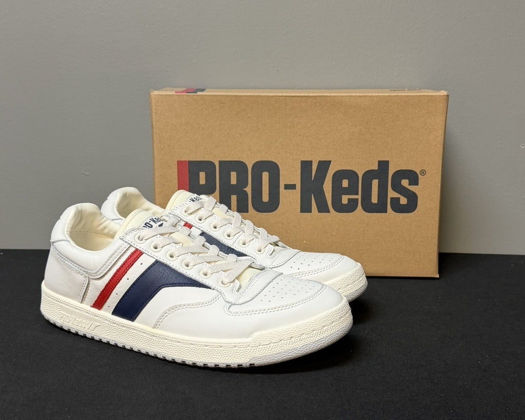 Pro-Keds Skyhawk Men's Size 10.5 (M) White/Blue/Red Low Top Leather Sneakers NWT