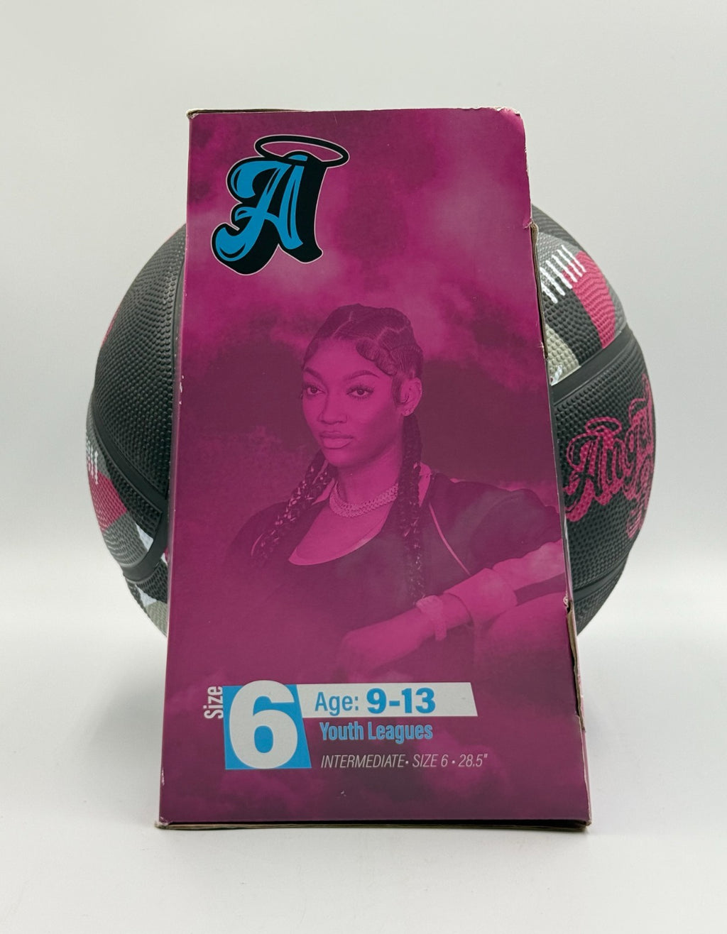 New Angel Reese Artistic Rubber Basketball 28.5" Pink Black Outdoor - Size 6