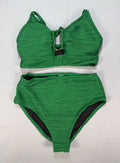 Eytino High Waisted Textured Cutout Swimsuit Women Small Green Bikini Set Summer