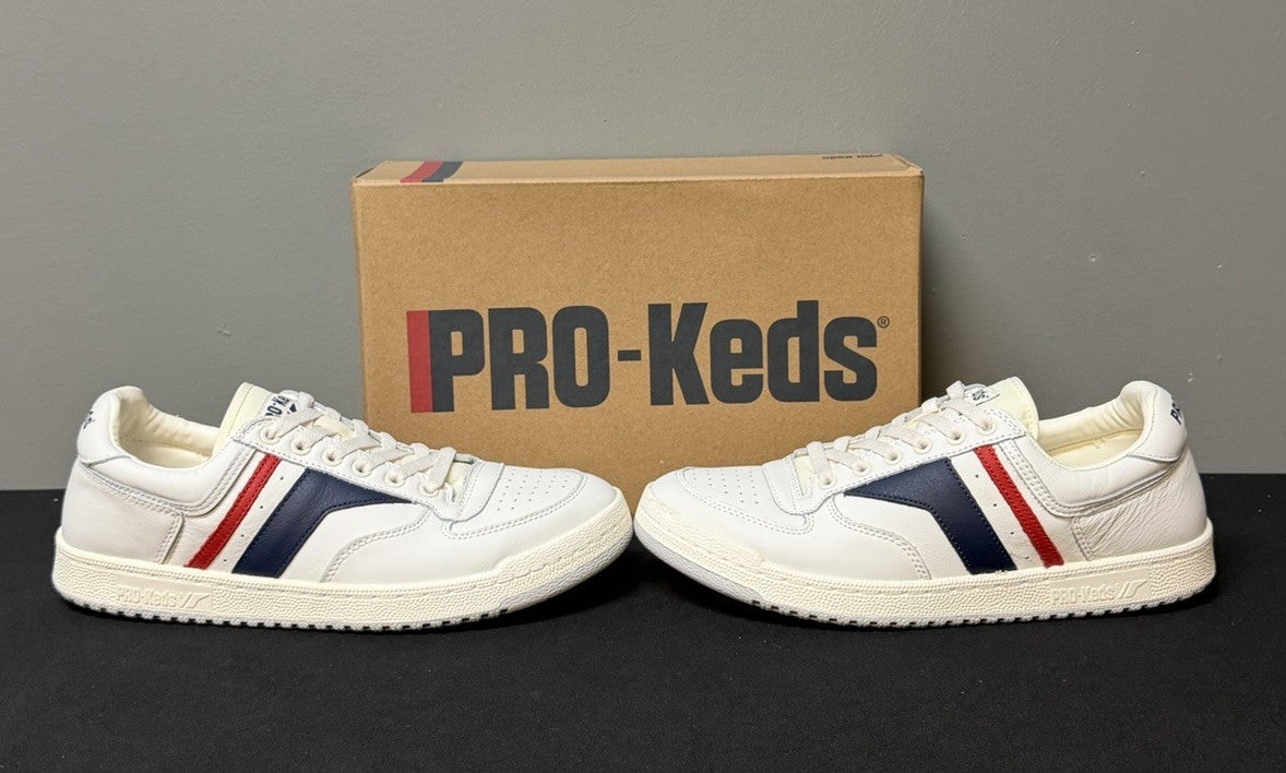 Pro-Keds Skyhawk Men's Size 13 (M) White/Blue/Red Low Top Leather Sneakers NWT