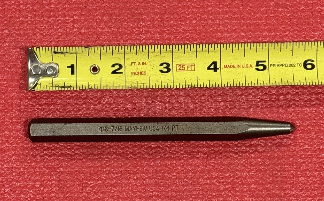 Mayhew Tools New 416 7-16” 1/4 PT  Center Punch Made In USA
