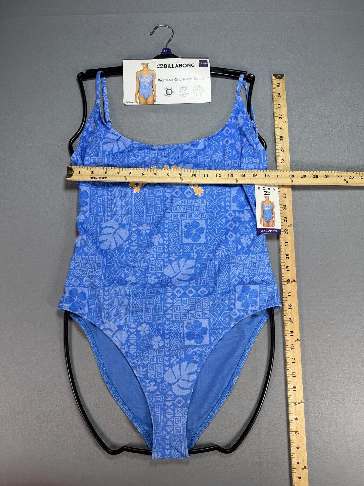 NWT Billabong One-Piece Swimsuit Women XXL Blue Sleeveless Stretch Summer Beach