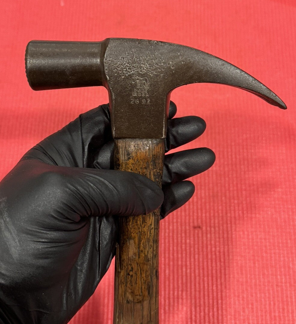 Vintage Heller 28oz Carpenter Straight Claw Hammer Horse Logo- Made In USA Rare