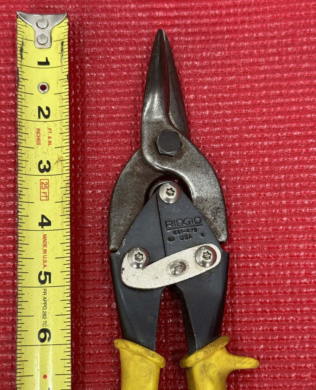 Ridgid 831-479 Straight Tin Snips With Yellow Handle Made in USA N3