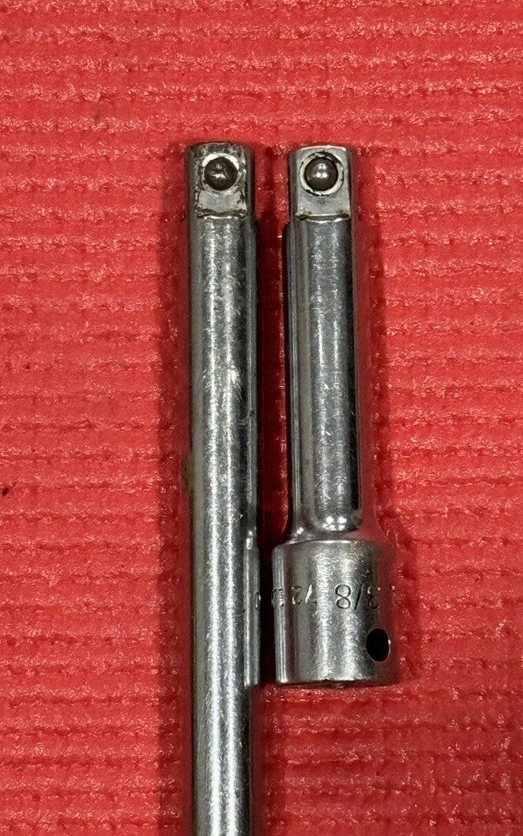VINTAGE EASCO TOOLS 2 Pc SET 3/8" DRIVE 10" & 3” EXTENSION 721203, 721210 USA