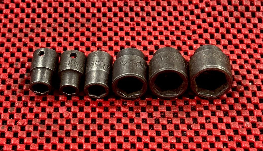 MAC Tools 6 pc Set XP Series 3/8" Drive 6PT Shallow Impact Socket. 3/8-3/4" USA