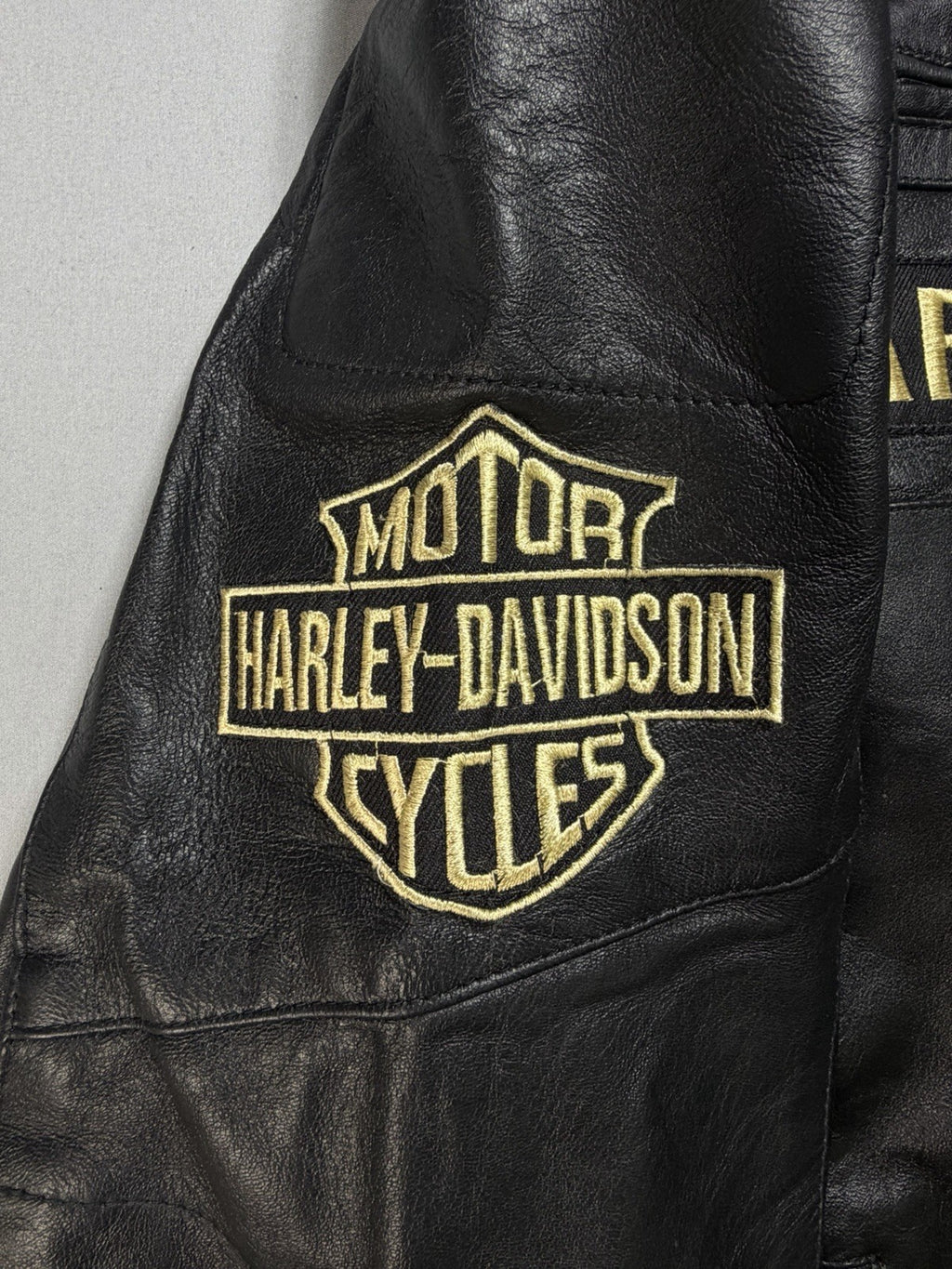 Real Leather Harley Davidson Men's XL Embroidered Motorcycle Biker Jacket