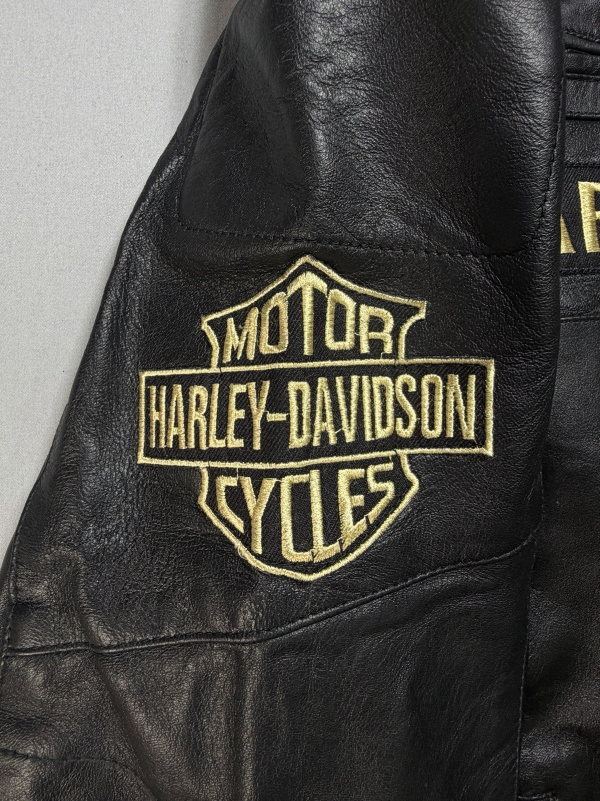 Real Leather Harley Davidson Men's XL Embroidered Motorcycle Biker Jacket
