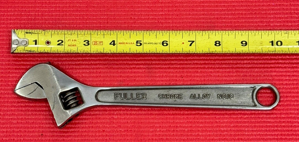Vintage Fuller Chrome Alloy No. 10 Adjustable Wrench Full Drop Forged Japan