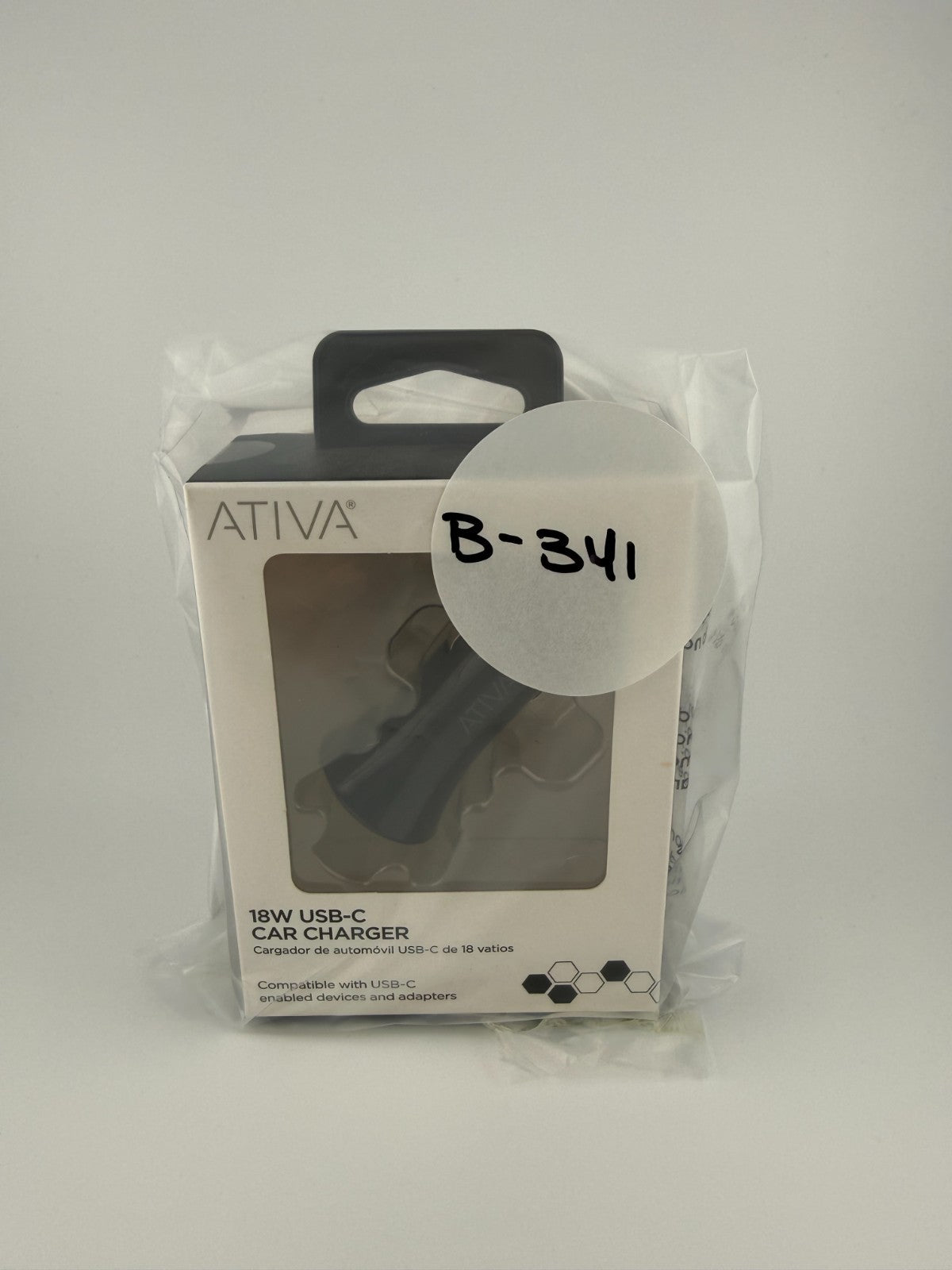 NEW Ativa 45867 Black 12V b18W USB-C Car Charger Fast Charging Adapter Universal