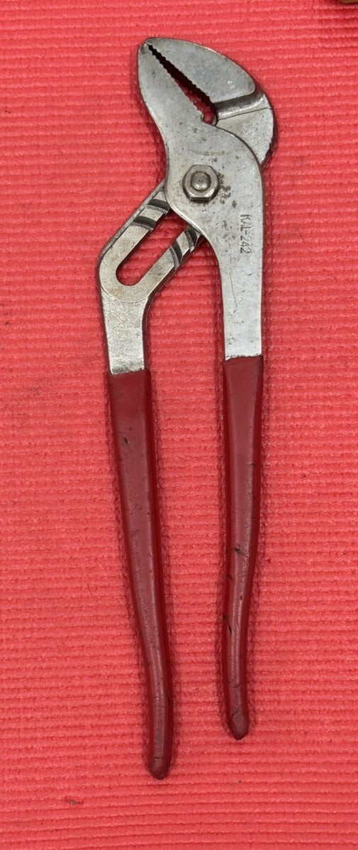 Vintage Kal Tools 242  12" Groove Slip Joint Pliers Red Handle Made In Japan