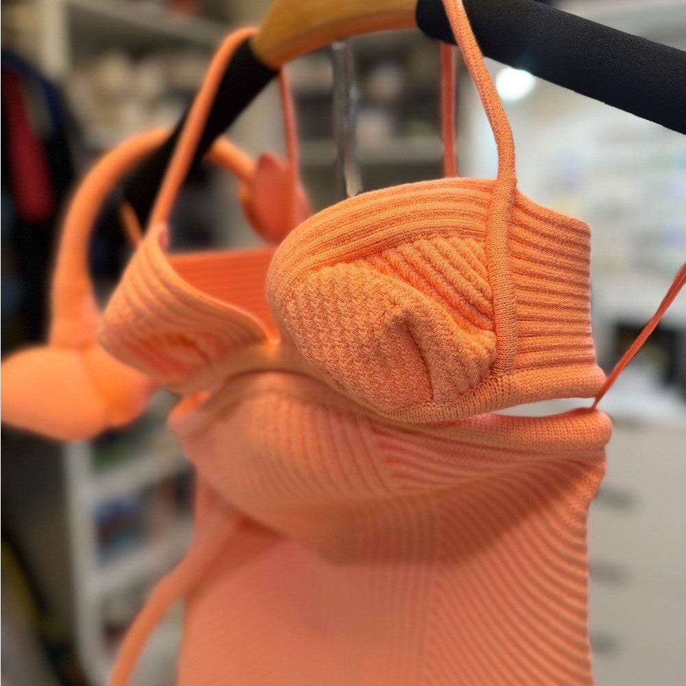 Off-White Peony Rib-Knit Cut-Out Mini Dress