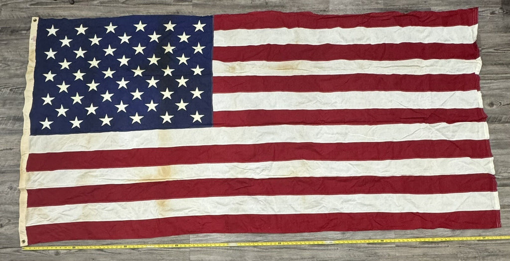 Vintage USA Flag Valley Forge Cotton Bunting Best American 50 Stars  112" x 56”