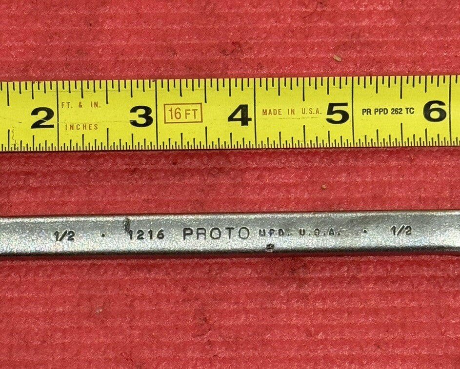 Vintage PROTO Professional Tools 1216, SAE 1/2" Combination Wrench 12PT USA