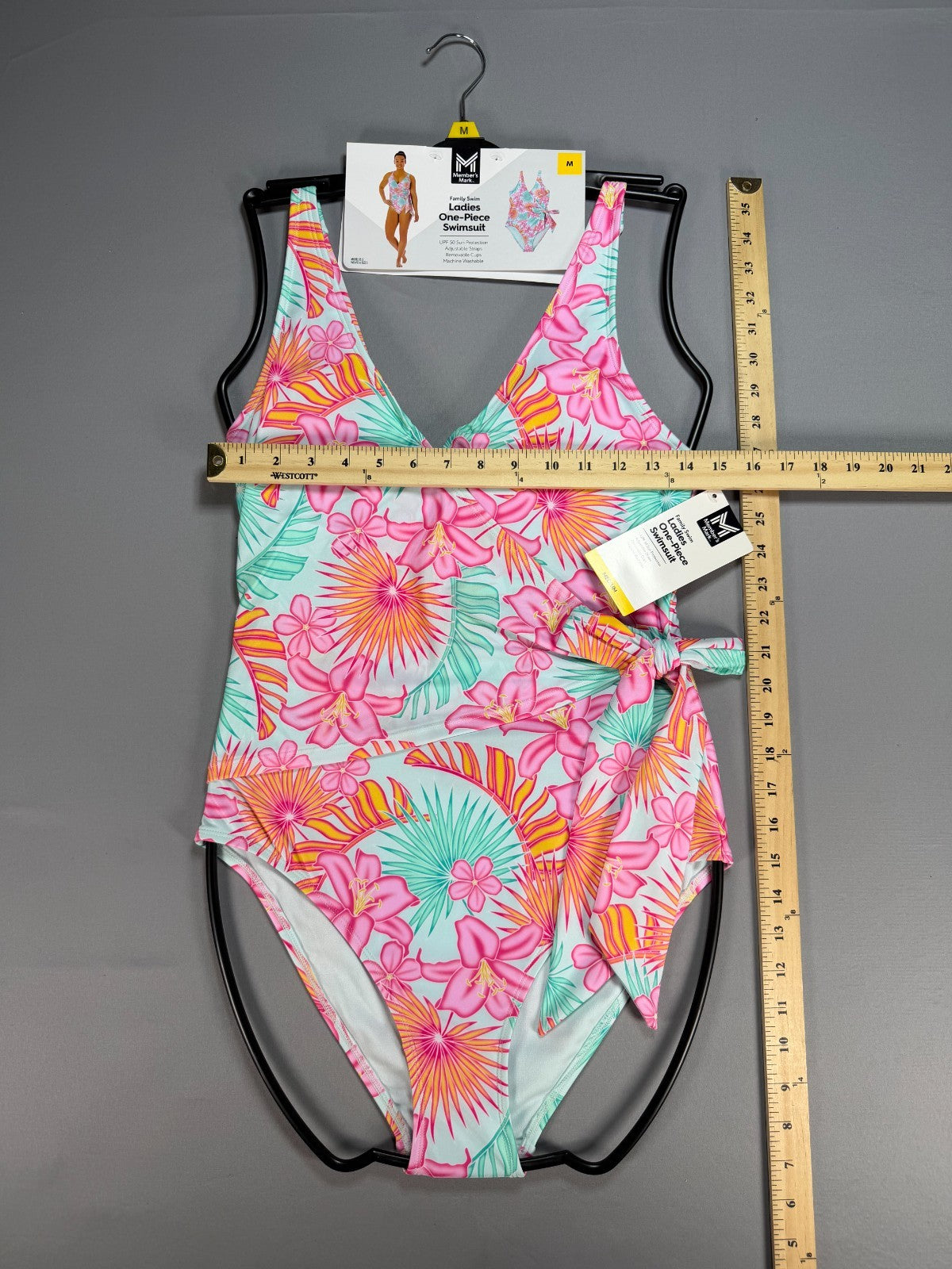 Member's Mark Adjustable Strap One-Piece Swimsuit Women Medium Multicolor Floral