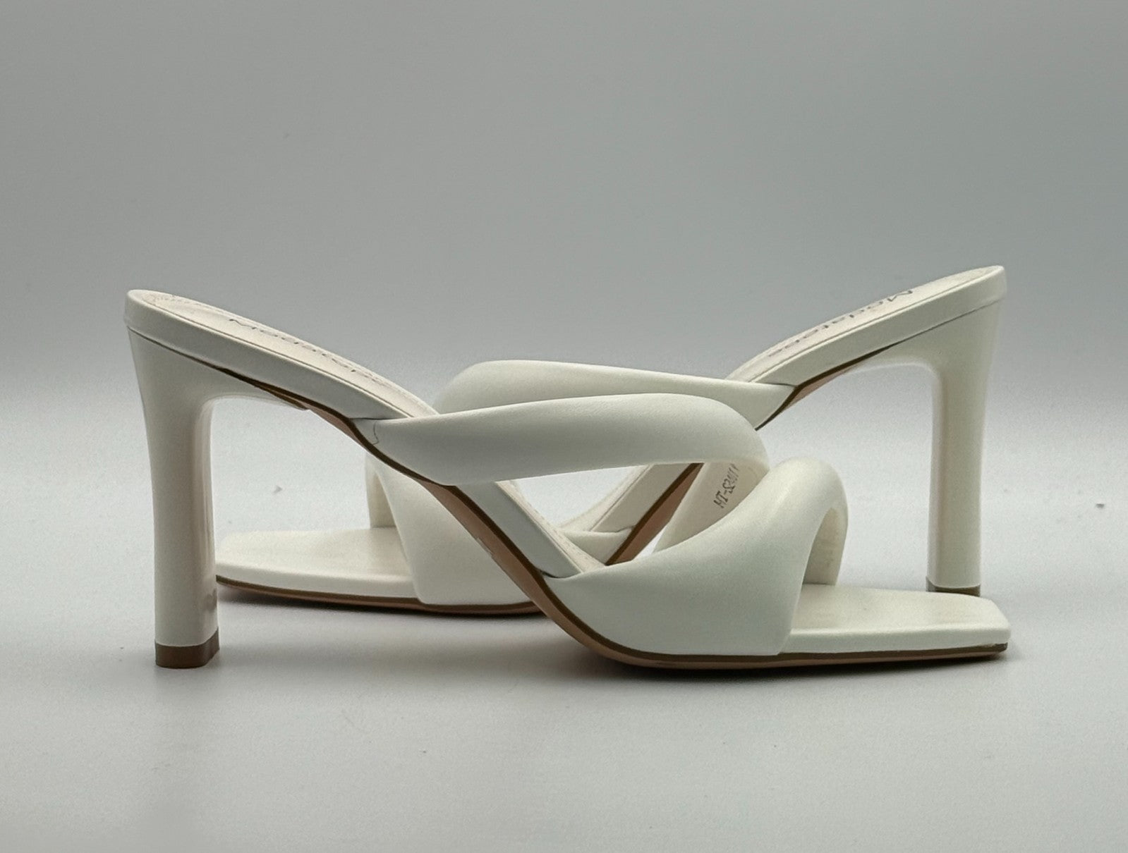 New Modatope Mule Heeled Sandals Women 9 White Leather High Heels Cocktail Party