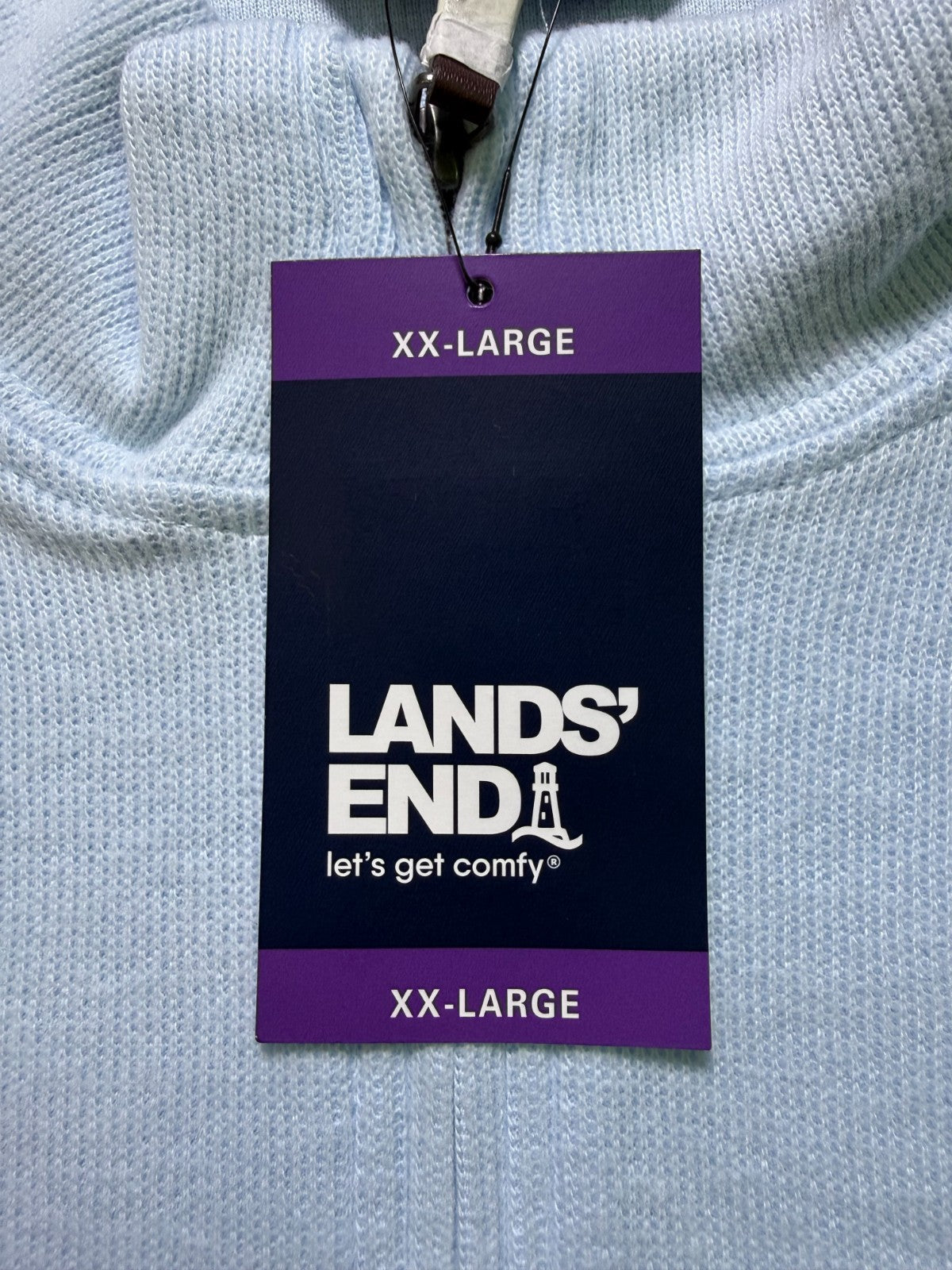 NWT Lands' End Quarter Zip Pullover Sweater Men's 2XL Blue Long Sleeve Mock Neck